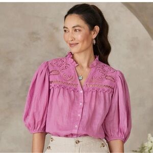 Sundance Pink Lace Accent Blouse